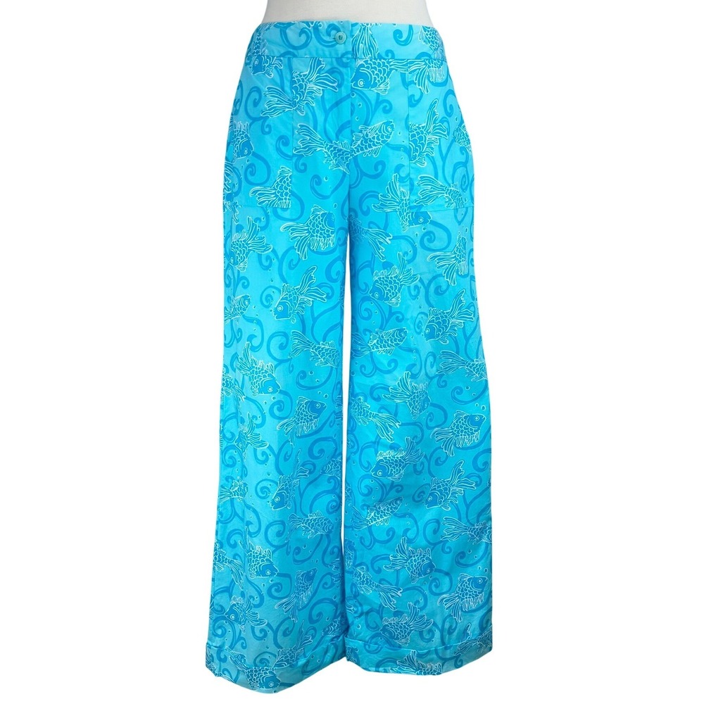 Vintage LILLY PULITZER Womens (10) Wide Leg Pants Coastal Resort Vacation 90s